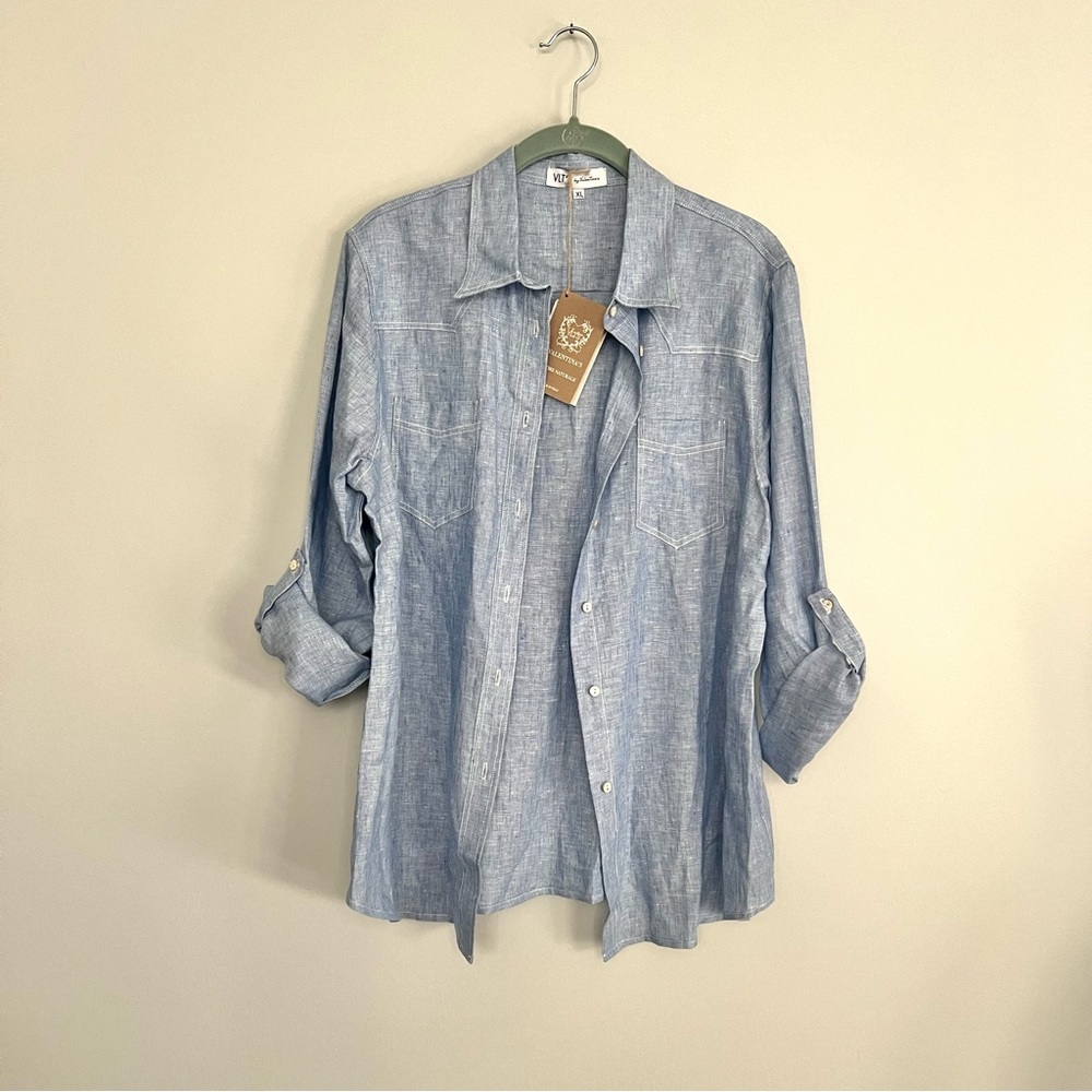 NWT NEW VLT’s by Valentino Light Blue Button Down Shirt Size XL